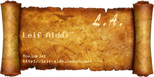 Leif Aldó névjegykártya